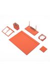 Leather Desk Set 8 Accessories Orange