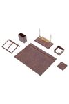 Leather Desk Set 8 Accessories Brown