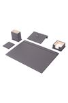 Leather Desk Set 5 Accessories Gray