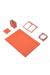 Leather Desk Set 5 Accessories Orange