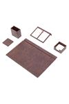 Leather Desk Set 5 Accessories Brown