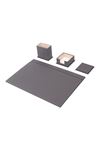 Leather Desk Set 4 Accessories Gray