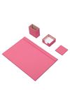 Leather Desk Set 4 Accessories Pink