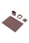 Leather Desk Set 4 Accessories Brown