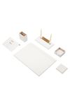 Leather Desk Set 8 Accessories White