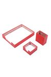 Document Tray With 2 Accessories Red| Desk Set Accessories | Desktop Accessories | Desk Accessories | Desk Organizers