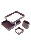 Double Document Tray With 2 Accessories Brown| Desk Set Accessories | Desktop Accessories | Desk Accessories | Desk Organizers