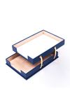 Double Document Tray Blue| Leather Document Organizer | Leather Foldable Tray | Leather Organizer | Double Document Shelves