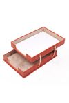 Double Document Tray Orange| Leather Document Organizer | Leather Foldable Tray | Leather Organizer | Double Document Shelves