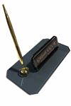 BLACK CRYSTAL DESK NAME PLATE WITH GOLDEN ACCESSORIES