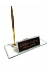 CRYSTAL DESK NAME PLATE WITH GOLDEN ACCESSORIES