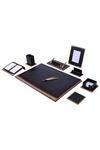 Star Lux Leather Desk Set Black 10 Accessories