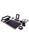 Star Lux Leather Desk Set Black 11 Accessories