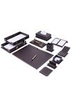 Vega Leather Desk Set 14 Accessories Brown | Vega Leather Desk Set | Leather Desk  Set | Covered Leather Desk Pad | Leather Office Accessories | Leather Desk Accessories | Personalized Gift | Best Office Gift