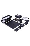 Vega Leather Desk Set 14 Accessories Black | Vega Leather Desk Set | Leather Desk  Set | Covered Leather Desk | Leather Office Accessories | Leather Desk Accessories | Personalized Gift | Handmade