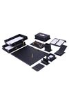 Vega Leather Desk Set Black 14 Accessories 
